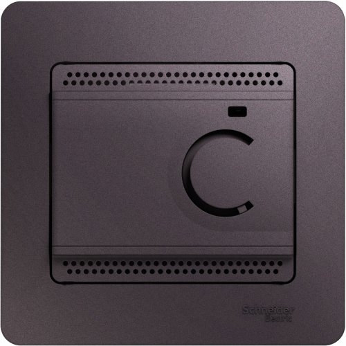 Терморегулятор механический с датчиком с рамкой Systeme Electric Glossa 0С+50С сиреневый туман картинка